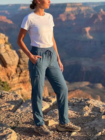KWZ Womens Hiking Pants Lightweight Cargo Pants | Quick Dry Water Resistant Travel Casual Safari Golf Athletic Pants Zipper Pockets in Kuwait