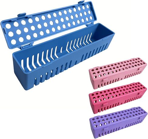 Dental Autoclave Sterilization Cassettes Rack Dental Sterilizer Box Instrument Cassette Sterilizing Tray Container Cool Sterilization Plastic Tray (Upgrade Version- 4 Color) in Kuwait