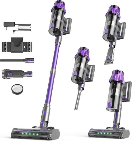 Cordless Vacuum Cleaner, 600W 55KPa 70 Mins Stick Vacuum Cordless Rechargeable with Self-Standing, Touch Screen, 1.8L Dust Cup, Anti-tangle Vacuum Cleaners for Home, Pet Hair, Hardwood Floor, Carpet in Saudi Arabia