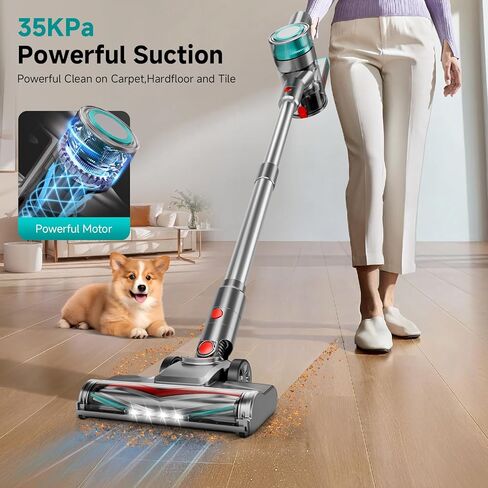 Cordless Vacuum Cleaner, Powerful Stick Vacuum Cleaner for Home with Rechargeable Battery, 6-in-1 Lightweight Handheld Vacuum, 45 Mins Runtime for Hardfloor & Carpets Pet Hair (Green) in Saudi Arabia