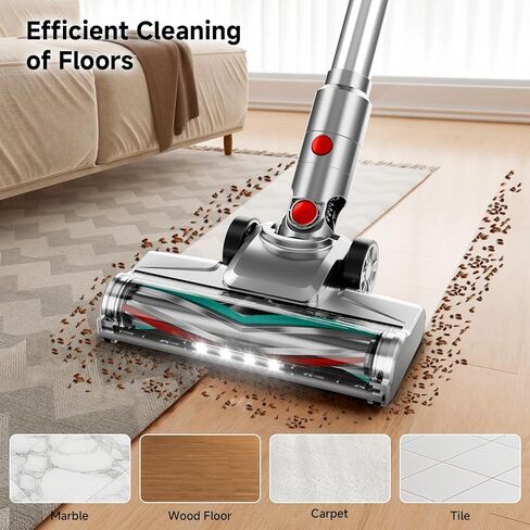 Cordless Vacuum Cleaner, Powerful Stick Vacuum Cleaner for Home with Rechargeable Battery, 6-in-1 Lightweight Handheld Vacuum, 45 Mins Runtime for Hardfloor & Carpets Pet Hair (Green) in Saudi Arabia