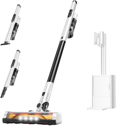 Cordless Stick Vacuum Cleaner with Auto Empty System Self-Charging Base, Powerful Suction for Pet Hair on Carpet & Hardfloor, Lightweight Anti-Tangled Handheld Vacuum, HEPA Filtration, Black in Saudi Arabia