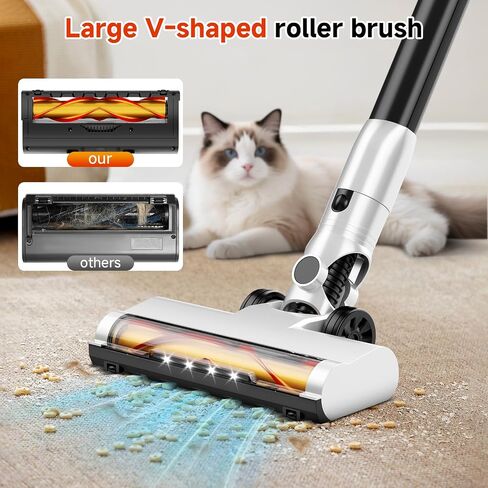 Cordless Stick Vacuum Cleaner with Auto Empty System Self-Charging Base, Powerful Suction for Pet Hair on Carpet & Hardfloor, Lightweight Anti-Tangled Handheld Vacuum, HEPA Filtration, Black in Saudi Arabia