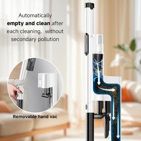 Cordless Stick Vacuum Cleaner with Auto Empty System Self-Charging Base, Powerful Suction for Pet Hair on Carpet & Hardfloor, Lightweight Anti-Tangled Handheld Vacuum, HEPA Filtration, Black in Saudi Arabia