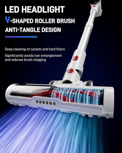 Cordless Vacuum Cleaner, 550W/45KPa Stick Vacuum with Up to 60 Mins Runtime, Detachable Battery, Lightweight 2-in-1 Handheld Vacuum for Pet Hair, Hardwood Floors, Carpet, Stairs & Car in Saudi Arabia