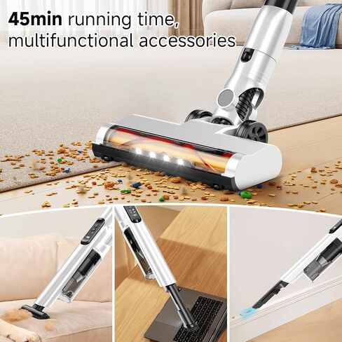 Cordless Stick Vacuum Cleaner with Auto Empty System Self-Charging Base, Powerful Suction for Pet Hair on Carpet & Hardfloor, Lightweight Anti-Tangled Handheld Vacuum, HEPA Filtration, Black in Saudi Arabia