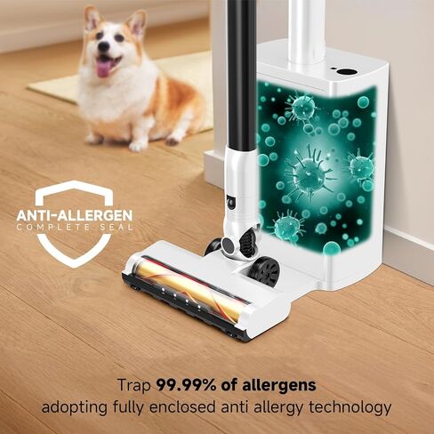 Cordless Stick Vacuum Cleaner with Auto Empty System Self-Charging Base, Powerful Suction for Pet Hair on Carpet & Hardfloor, Lightweight Anti-Tangled Handheld Vacuum, HEPA Filtration, Black in Saudi Arabia