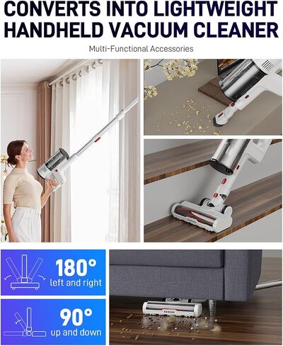 Cordless Vacuum Cleaner, 550W/45KPa Stick Vacuum with Up to 60 Mins Runtime, Detachable Battery, Lightweight 2-in-1 Handheld Vacuum for Pet Hair, Hardwood Floors, Carpet, Stairs & Car in Saudi Arabia
