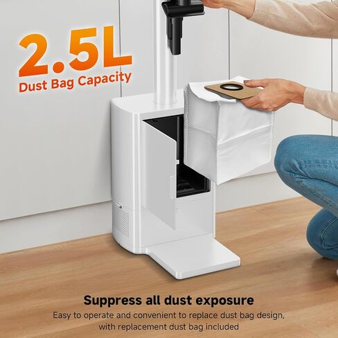 Cordless Stick Vacuum Cleaner with Auto Empty System Self-Charging Base, Powerful Suction for Pet Hair on Carpet & Hardfloor, Lightweight Anti-Tangled Handheld Vacuum, HEPA Filtration, Black in Saudi Arabia
