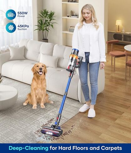 NADALY Cordless Vacuum Cleaner, 550W/45Kpa Vacuum Cleaner for Home, Up to 65Mins Runtime Stick Vacuum, Anti-Tangle & Auto Mode Lightweight Vacuum, Wireless Vacuum for Pet Hair Carpet Hardwood Floor in Saudi Arabia