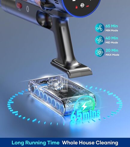 NADALY Cordless Vacuum Cleaner, 550W/45Kpa Vacuum Cleaner for Home, Up to 65Mins Runtime Stick Vacuum, Anti-Tangle & Auto Mode Lightweight Vacuum, Wireless Vacuum for Pet Hair Carpet Hardwood Floor in Saudi Arabia
