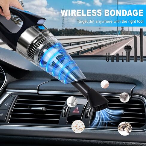 Cordless Handheld Vacuum - 6000Pa Super Suction, 4000mAh Rechargeable Battery, Portable with Multi-Nozzles & Washable Filter, Lightweight Dust Busters Rechargeable for Home, Car, Office in Saudi Arabia