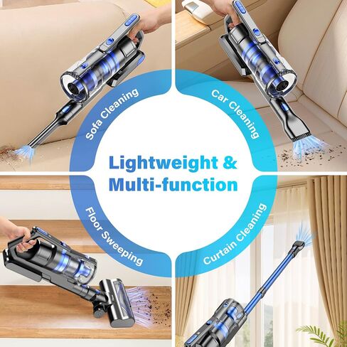 Tikom Cordless Vacuum Cleaner for Home, 450W/40000pa Stick Vacuum, Anti-Tangle, Lightweight Handheld Vacuum for Hard Floor, Pet Hair, V700 in Saudi Arabia