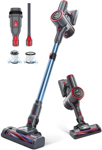 Aspiron Cordless Stick Vacuum Cleaner,550W/55KPA Stick Vacuum for Home, LED Touch Display Screen, 2 Charging Ways,2 HEPA Filter, LED Headlight,Handheld Vacuum for Hard Floor, Carpets, Sofa, Car in Saudi Arabia