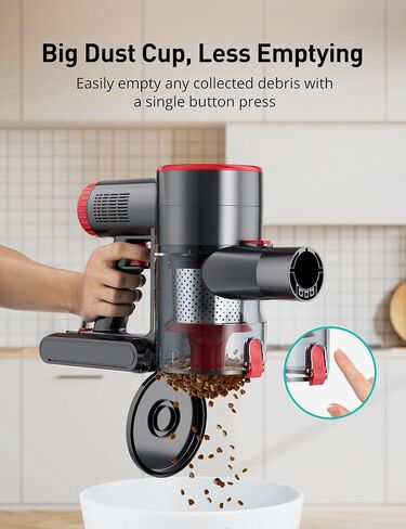 Aspiron Cordless Stick Vacuum Cleaner,550W/55KPA Stick Vacuum for Home, LED Touch Display Screen, 2 Charging Ways,2 HEPA Filter, LED Headlight,Handheld Vacuum for Hard Floor, Carpets, Sofa, Car in Saudi Arabia