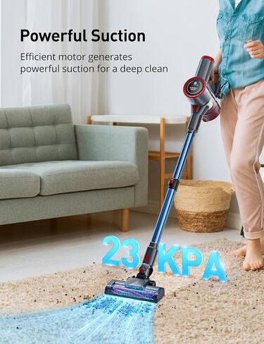 Aspiron Cordless Stick Vacuum Cleaner,550W/55KPA Stick Vacuum for Home, LED Touch Display Screen, 2 Charging Ways,2 HEPA Filter, LED Headlight,Handheld Vacuum for Hard Floor, Carpets, Sofa, Car in Saudi Arabia