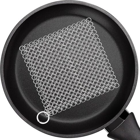 Cast Iron Cleaner, 6 Inch 316 Stainless Steel Skillet Cleaner, Cast Iron Scrubber with Hanging Ring, Chain Mail Scrubber for Griddle Skillet, BBQ Grills, Wok, Cast Iron Pan in Saudi Arabia