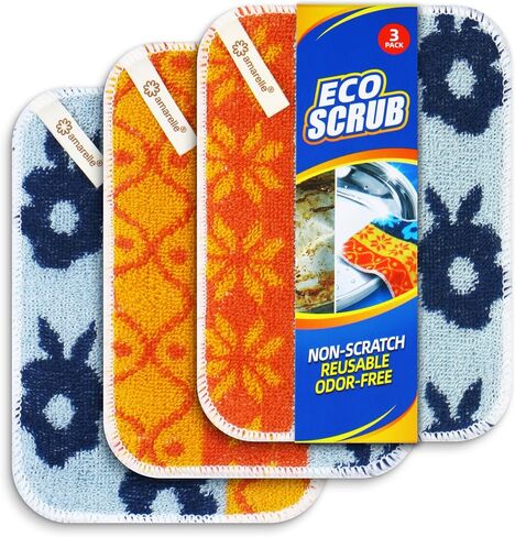 Amarelle GEN II Dish Washing Scrubbers (5-Pack), Made in Green Kitchen Scrubbers for Dishes, Non Scratch Pot & Pan Scrubber, Dual-Sided Heavy-Duty Scouring Pads, Reusable (Nordic Folk) in Saudi Arabia