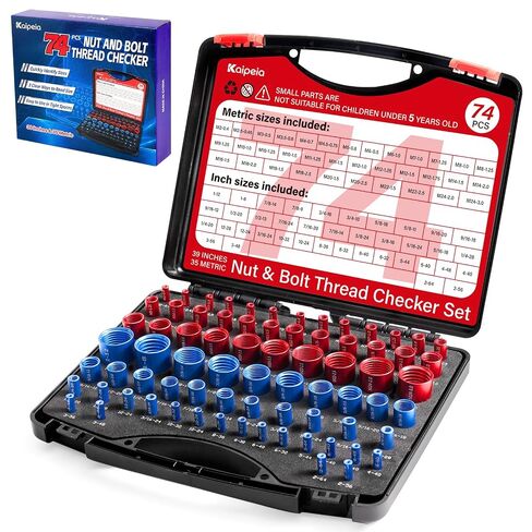 Thread Checker, 74 PCS Detachable Nut and Bolt Thread Checker Gauge, 39 Inches & 35 Metric Rustproof Bolt Size Finder, Screw Identifier Tool for Measuring in Narrow and Tricky Areas in Saudi Arabia