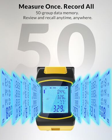 TEPU Laser Tape Measure 4-in-1, 197FT Laser Distance Meter with 16FT Auto-Lock Tape, Cross-Line Laser Level, Dual-Axis Angle, Backlit LCD, Distance/Area/Volume, Pythagorean Theorem & Angle Measurement in Saudi Arabia