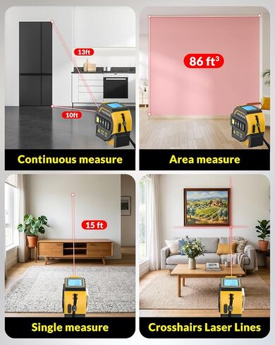 TEPU Laser Tape Measure 4-in-1, 197FT Laser Distance Meter with 16FT Auto-Lock Tape, Cross-Line Laser Level, Dual-Axis Angle, Backlit LCD, Distance/Area/Volume, Pythagorean Theorem & Angle Measurement in Saudi Arabia