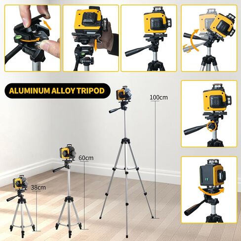 Laser Level with Tripod,4×360° Whole-Room Cross-Line Green Beam Laser Level 360 Self Leveling with 2×4500mAh Batteries & Rotatable Window for Picture Hanging,Tile,Ceiling and Home Renovation in Saudi Arabia
