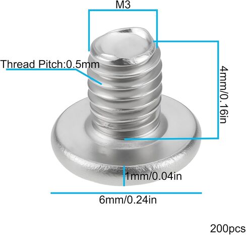 The Lord of the Tools 200Pcs M3-0.5 Stainless Steel Machine Screws Compatible with Ring Doorbell Game Console Fan 3x4x6mm in Saudi Arabia