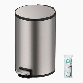 ANCALL Small Trash Can with Lid, 12L / 3.1 Gallon Bathroom Garbage Can with Foot Pedal, Stainless Steel Round Wastebasket for Bathroom, Bedroom, Office in Saudi Arabia