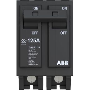 ABB Q-Line® THQL21125 Circuit Breaker • 125 Amp Double-Pole Breaker • 120/240 VAC • 10 kAIC Interrupt Rating • Thermal Magnetic Plug-On Breaker for Load Centers in Kuwait