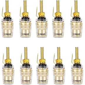 10Pcs/Set Speaker Gold Plated Terminal Binding Post 4mm Banana Plug Socket Low Frequency Amplifier Connector for Loudspeakers(5 Red 5 Black Long) in Kuwait