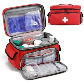 Red First Aid Bag Empty First Aid Kit Storage Box, 11.4" x 7.9" x 6.9" Medical Bag Portable Pill Bottle Organizer Case for Car, Travel, Office, Outdoor, Camping, Hiking, School (Red) in Saudi Arabia