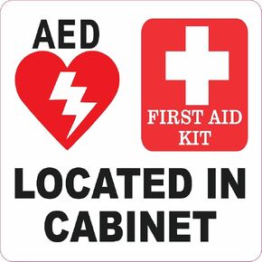 StickerTalk AED and First Aid Kit Located in Cabinet Magnet, 5 inches by 5 inches in Kuwait