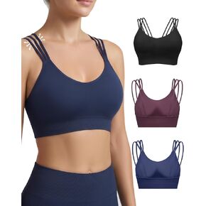 حمالة صدر رياضية FITTIN Strappy للنساء: راحة طوال اليوم لملابس اليوغا اليومية | 3 عبوات بتصميم ثلاثي الأشرطة لتوزيع الضغط، تغطية معززة خالية من الأسلاك للبيلاتيس للارتداء اليومي in Kuwait