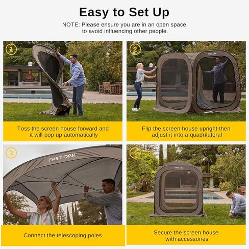 خيمة منزل الشاشة المنبثقة من EAST OAK مقاس 4x4 قدم، مظلة غرفة شاشة فورية محمولة مع حقيبة حمل، خيمة شاشة خارجية باللون البيج للفناء والفناء الخلفي والسطح والتخييم والأنشطة الخارجية in Kuwait
