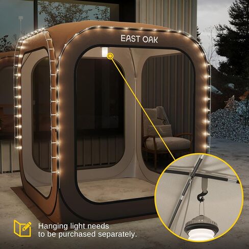 خيمة منزل الشاشة المنبثقة من EAST OAK مقاس 4x4 قدم، مظلة غرفة شاشة فورية محمولة مع حقيبة حمل، خيمة شاشة خارجية باللون البيج للفناء والفناء الخلفي والسطح والتخييم والأنشطة الخارجية in Kuwait