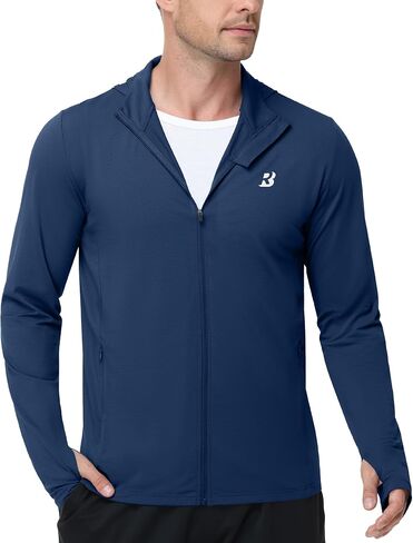 Roadbox Men's UPF 50+ Sun Protection Hoodie Jacket, Full Zip Long Sleeve Lightweight Shirts for Hiking Fishing Runing in Kuwait