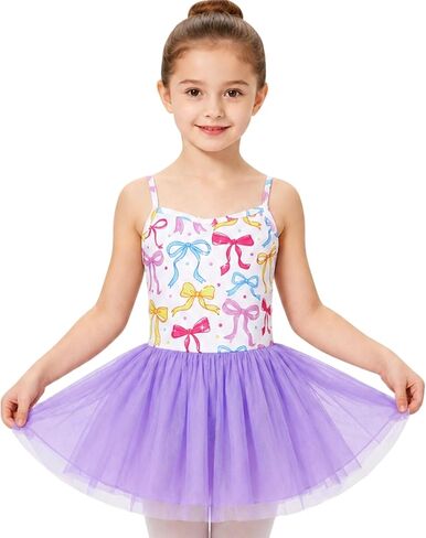Idgreatim 2-8 Years Girls Ballet Leotard Toddler Ballerina Outfit for Dance | kids Ballerina Outfit with Tutu Skirt for Ballet Party &Dress Up, Adjustable Straps, Playful Print,Soft Stretch Fabric in Kuwait
