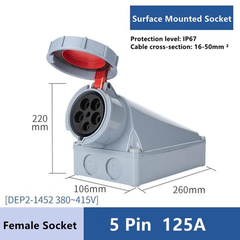 IEC60309 Waterproof Industrial Connector Socket 5Pin 125A 380V-415V 3P+E+N IP67 in Kuwait