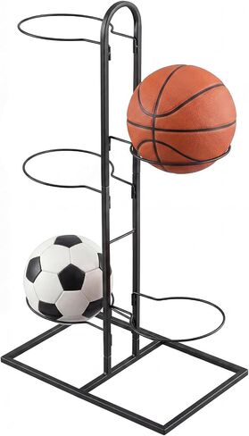 Thenshop 5 Tier Ball Storage Rack Cube Ball Storage Holder Vertical Balls Rack Basketball Stand Carbon Steel Sport Equipment Organizer for Basketball Football Volleyball (25.6" H) in Kuwait
