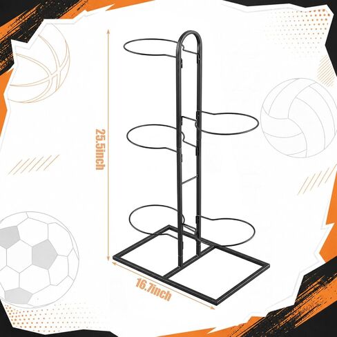 Thenshop 5 Tier Ball Storage Rack Cube Ball Storage Holder Vertical Balls Rack Basketball Stand Carbon Steel Sport Equipment Organizer for Basketball Football Volleyball (25.6" H) in Kuwait