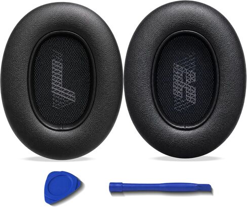 وسائد أذن بديلة لسماعات JBL E65BTNC/Live 650BTNC/Live 770NC/Live 660NC/Duet NC، وسائد سميكة للغاية، غطاء أكواب الأذن، وسادات أذن من الجلد الناعم وإسفنج الذاكرة - أسود in Kuwait