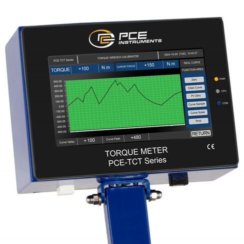 أدوات PCE، جهاز اختبار عزم الدوران PCE-TCT 100 للمفاتيح، بقياسات 0.01-100 نيوتن متر، مع تثبيت الذروة، وشاشة منحنية في الوقت الفعلي، ونقل بيانات USB/RJ45، ومؤشر الاتجاه in Kuwait