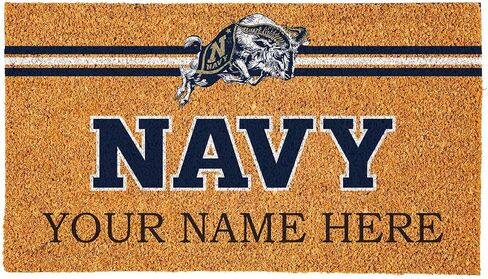 Team Sports America NCAA US Naval Academy College Personalized Coir Door Mat, 18 x 30 Inches Custom Name Doormat, Front Door Non-Slip Welcome Mats in Kuwait