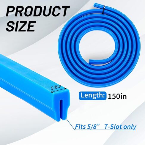 5/8" T-Slot Cover for Milling Machine, Table Saw, CNC Router, Drill Press, Workbench – 150 Inch Flexible PVC Strip, T-Track Protector for Metalworking, Woodworking, Machine Shop (Blue) in Kuwait