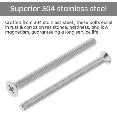 30 Pcs Extra Long Outlet Screws 304 Stainless Steel M5 x 60mm 70mm 80 mm Flat Head Phillips Cross Pan Head Machine Screws, UNC Full Thread Bolts in Kuwait