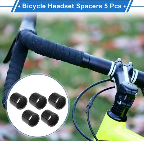 Bicycle Headset Spacers 30mm Bike Handlebar Stem Spacers 28.6mm 1-1/8" Carbon Fiber Gloss Black Carbon Fiber 5 Pcs in Kuwait