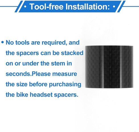 Bicycle Headset Spacers 30mm Bike Handlebar Stem Spacers 28.6mm 1-1/8" Carbon Fiber Gloss Black Carbon Fiber 5 Pcs in Kuwait
