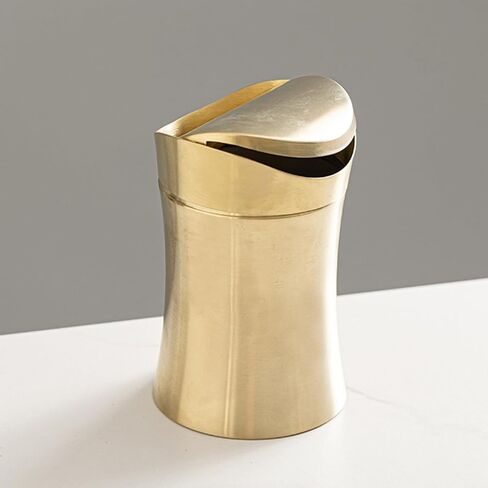 Garneck Small Desktop Trash Can with Lid, 1.5l Gold Stainless Steel Mini Garbage Bin for Bathroom Office Kitchen Countertop Wastebasket in Kuwait