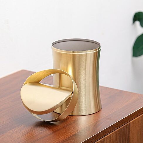 Garneck Small Desktop Trash Can with Lid, 1.5l Gold Stainless Steel Mini Garbage Bin for Bathroom Office Kitchen Countertop Wastebasket in Kuwait