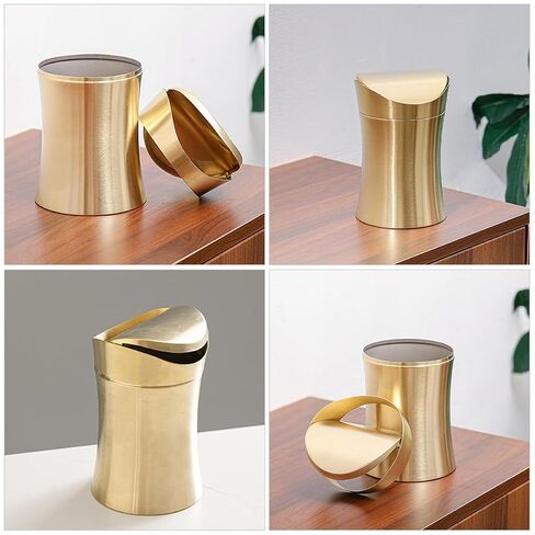 Garneck Small Desktop Trash Can with Lid, 1.5l Gold Stainless Steel Mini Garbage Bin for Bathroom Office Kitchen Countertop Wastebasket in Kuwait